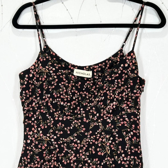 NWT Nicholas Silk Asymmetrical Black Floral Slip Midi Dress $695 - Picture 8 of 15